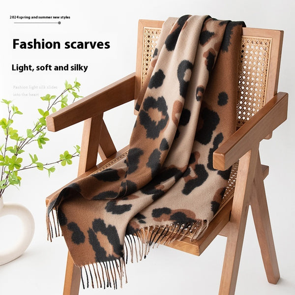 Bufanda Estampado Leopardo Mujer Cashmere Artificial Elegante