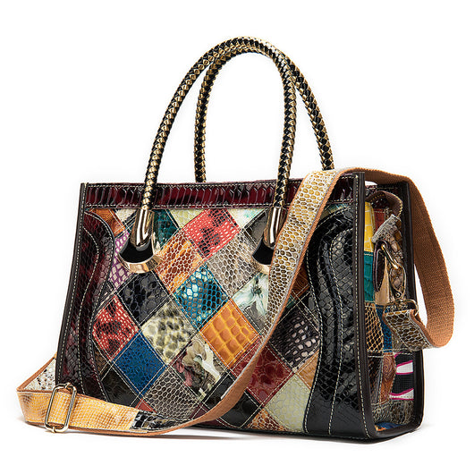 Bolso de Cuero Bicolor con Acabado Charol Premium - Image 5