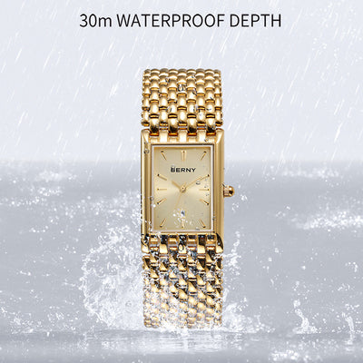 Reloj de Cuarzo Rectangular Dorado Ultrafino para Hombre - Image 4