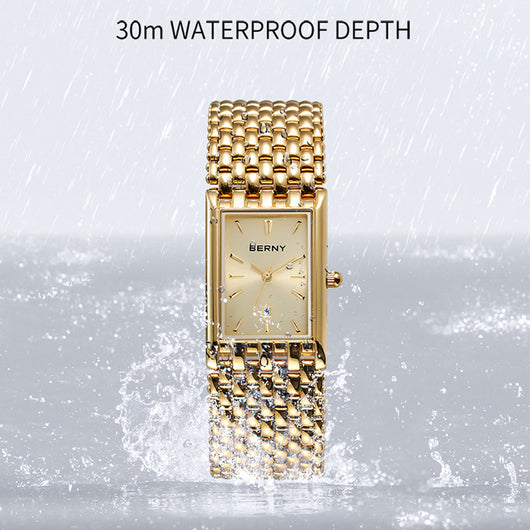 Reloj de Cuarzo Rectangular Dorado Ultrafino para Hombre - Image 4