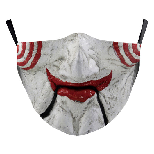 Halloween funny face mask with a digital print of a stitched-up face and yellow teeth, featuring ear hooks. - Image 16