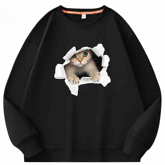 Playera Suelta de Cuello Redondo para Parejas - Algodón 100% Manga Larga
