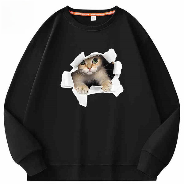 Playera Suelta de Cuello Redondo para Parejas - Algodón 100% Manga Larga