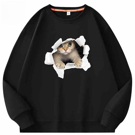 Playera Suelta de Cuello Redondo para Parejas - Algodón 100% Manga Larga