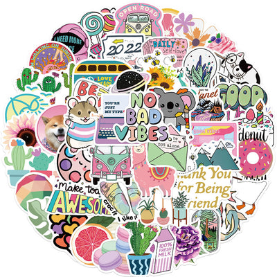 A large collection of cute cartoon animal stickers, including a monkey, pig, shark, penguin, elephant, and more, arranged in a circle. - Image 8