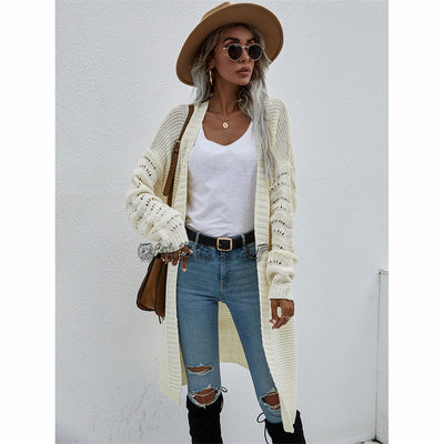 Cardigan Largo Tejido Liso para Mujer - Suéter de Moda Versátil - Image 5