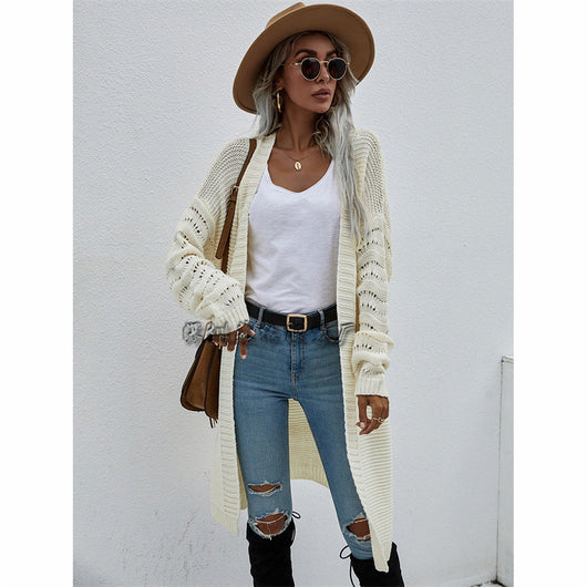 Cardigan Largo Tejido Liso para Mujer - Suéter de Moda Versátil - Image 5
