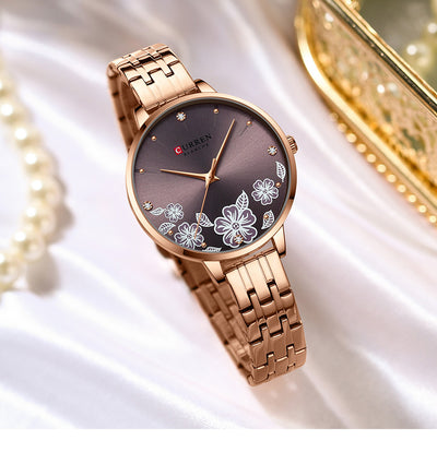 Reloj de Cuarzo para Mujer con Correa de Acero y Diseño Floral - Image 9