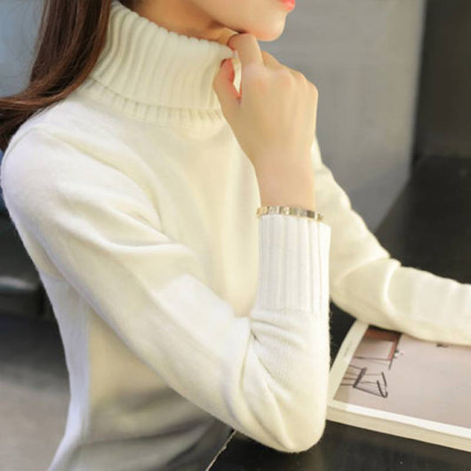 Suéter Cuello Alto Liso para Mujer - Abrigo Cálido Básico - Image 21