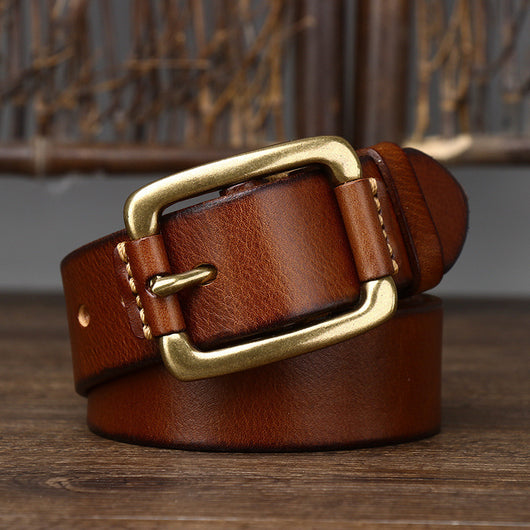 Cinturón de Cuero Genuino para Hombre con Hebilla Retro de Latón - Image 11