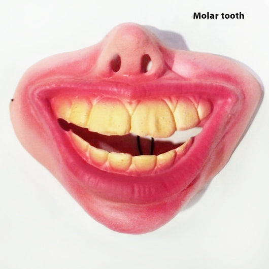 Funny grotesque mask with a large nose, yellow teeth, a cigar, stubble, and stitches on the cheek. - Image 3
