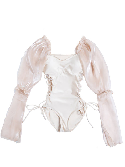 Traje de Baño Entero Elegante con Detalles Perla y Diseño Calado - Image 6