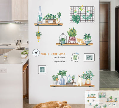 Cartoon cat wall sticker featuring multiple playful cats, one reaching for a fish, with "I LOVE FISH" text. - Image 30