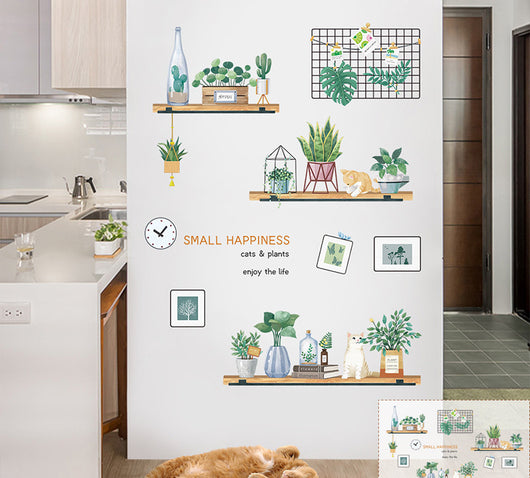 Cartoon cat wall sticker featuring multiple playful cats, one reaching for a fish, with "I LOVE FISH" text. - Image 30