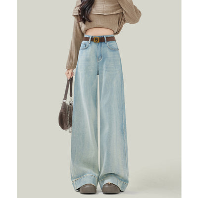 Pantalones Vaqueros Rectos Cintura Alta Color Claro Mujer - Image 7