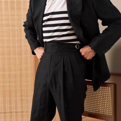 Pantalón de Vestir Italiano con Pinzas Dobles y Hebilla Paris para Hombre - Image 4