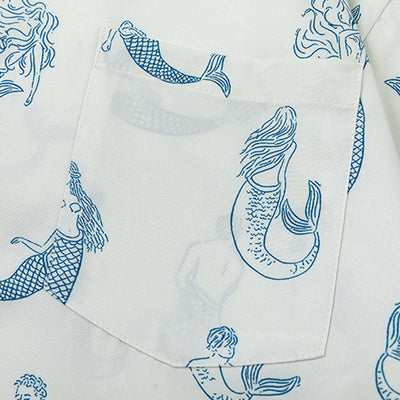 Camisa Estampado Sirena Manga Corta Suelta para Hombre - Image 3