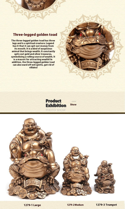 Buda Maitreya de Cobre sobre Sapo Dorado - Ornamento de Abundancia - Image 8