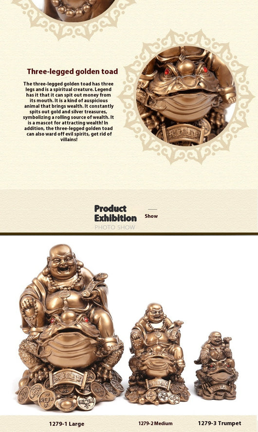 Buda Maitreya de Cobre sobre Sapo Dorado - Ornamento de Abundancia - Image 8