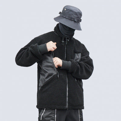 Chaqueta Sherpa con Cuello Alto y Bolsillos Laterales