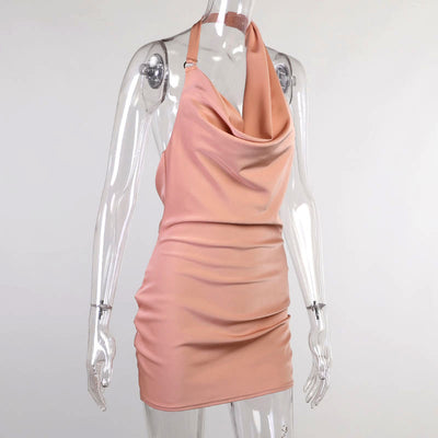 Vestido de Fiesta Satinado Escote V Espalda Descubierta Mini Sin Mangas - Image 22