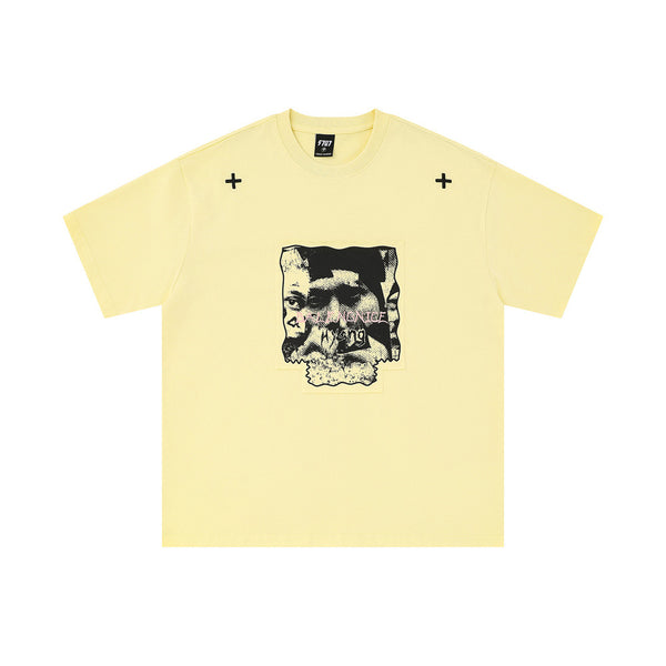 Camiseta de Algodón Bordada Manga Corta para Hombre