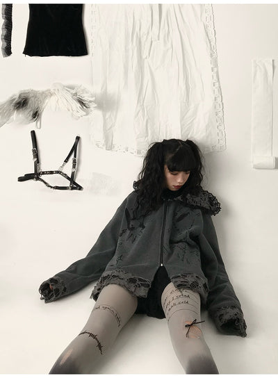Sudadera con Capucha Desgarrada Dark Subculture - Image 28