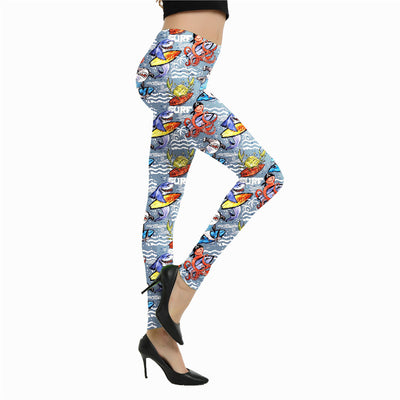 Leggings Estampado Graffiti Cartoon Abstracto Europeo y Americano para Mujer - Image 3