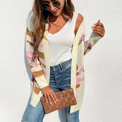 Cardigan Suéter Tejido Camuflaje para Mujer - Largo y Versátil - Image 10