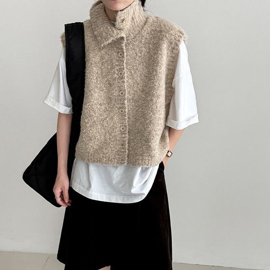 Chaleco Relajado para Mujer con Cuello Alto Superpuesto - Image 8