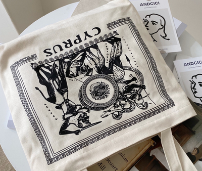 Bolsa de Lona para Mujer con Ilustración Artística Vintage - Image 3