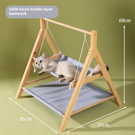Hamaca Doble para Gatos de Madera - Cama Térmica 4 Estaciones - Image 6