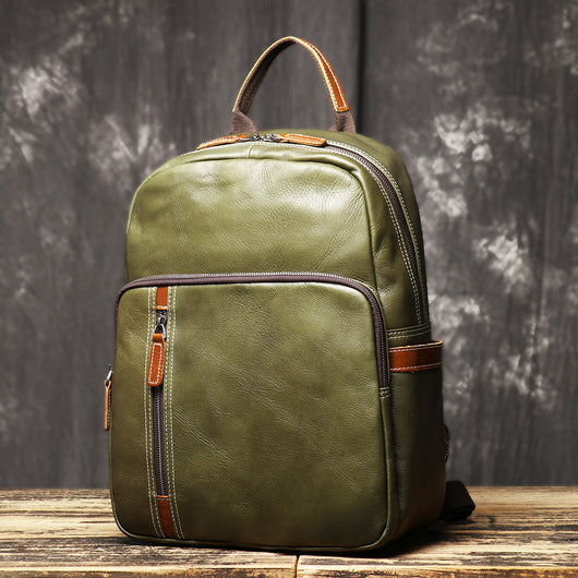Mochila de Cuero Viaje Bicolor - Bolso Escolar Piel Suave Premium - Image 13