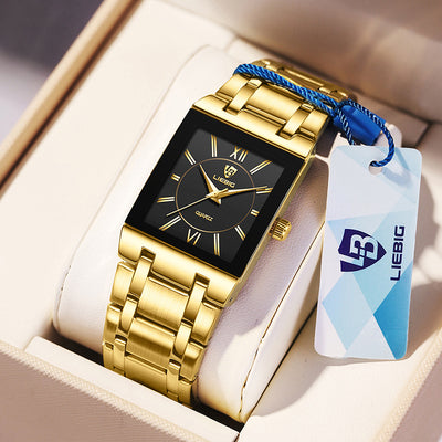 Reloj de Pareja Cuadrado Acero Inoxidable Estilo Ejecutivo