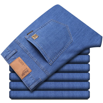 Pantalones Denim Hombre Primavera Verano Corte Recto Suelto Estilo Ejecutivo - Image 5