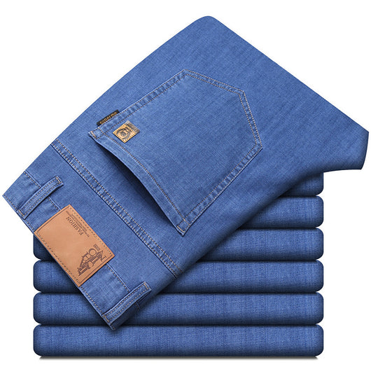 Pantalones Denim Hombre Primavera Verano Corte Recto Suelto Estilo Ejecutivo - Image 5