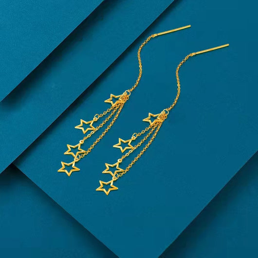 Aretes de Oro Au750 Livianos y Versátiles con Borlas - Image 4