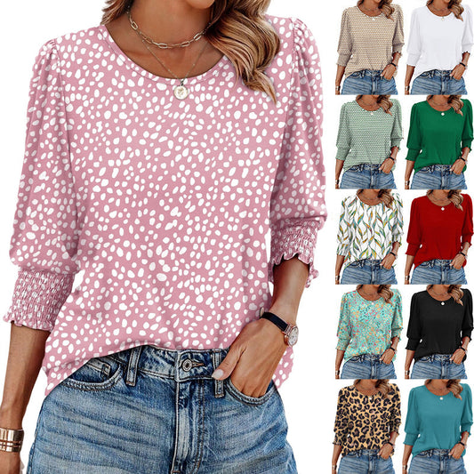 Blusa Suelta Casual con Estampado y Cuello Redondo para Mujer - Image 2