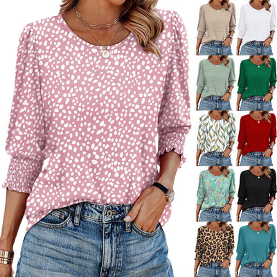 Blusa Suelta Casual con Estampado y Cuello Redondo para Mujer - Image 2