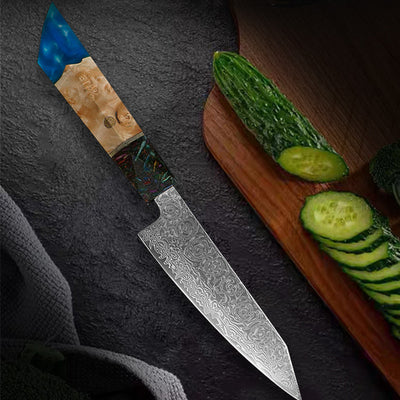 Cuchillo de Chef Damasco con Mango de Madera y Resina Shadow - Image 7