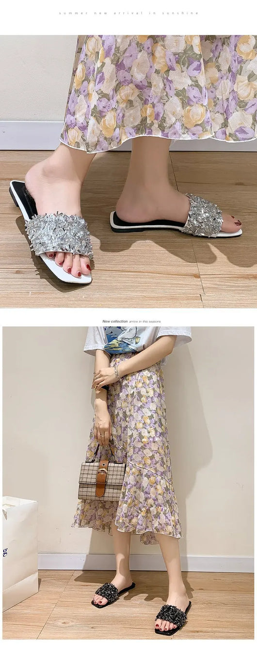 Sandalias de Playa Plus Size con Strass para Mujer - Image 10