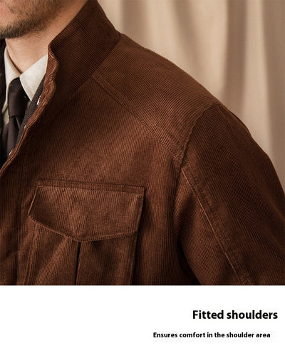Chaqueta Safari de Pana Otoño Invierno con Cuello Elevado Resistente al Viento - Image 6