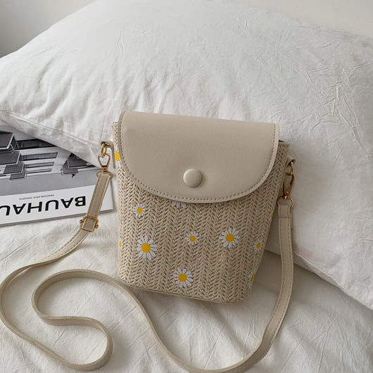 Bolso de Hombro Tejido en Rafia con Detalles Plisados - Image 6