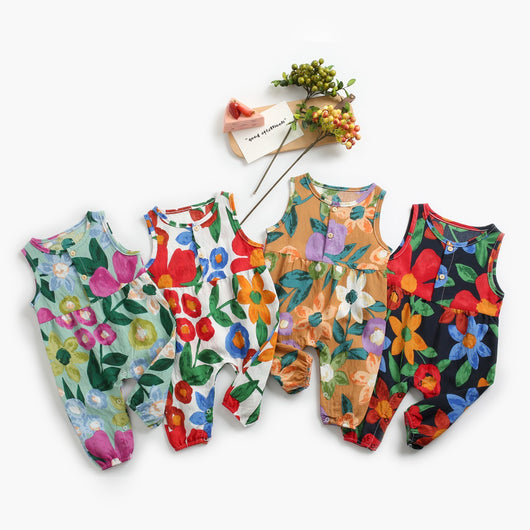 Enterizo Floral de Algodón sin Mangas para Bebé - Image 16