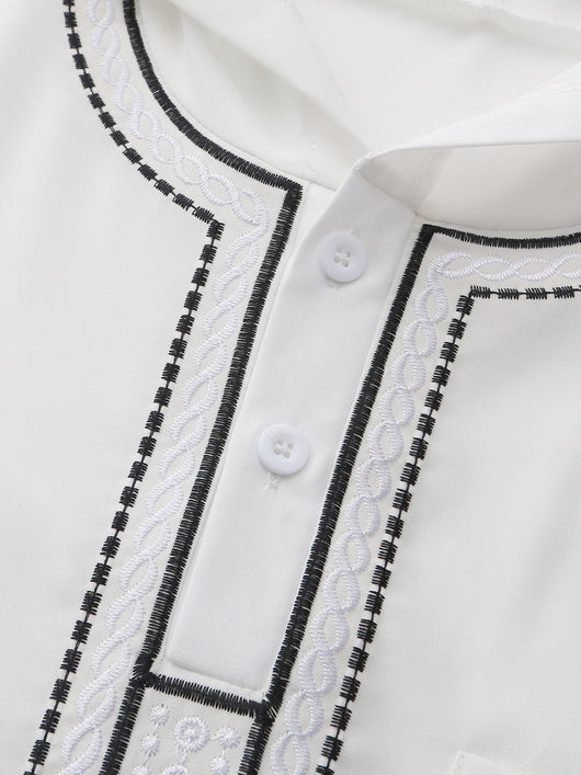 Túnica Islámica Larga con Capucha y Bordados para Hombre - Image 4