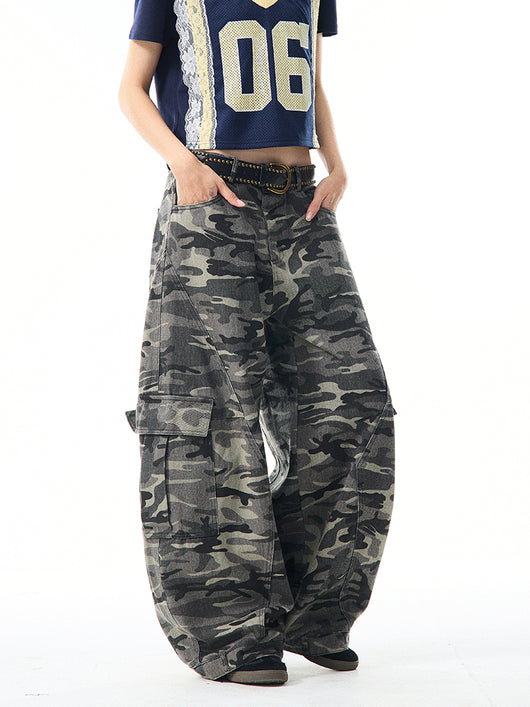 Overol Ancho Camuflaje Retro para Mujer - Pantalón Suelto y Casual - Image 12