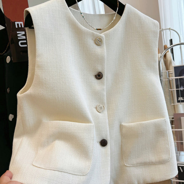 Vestido Bandage Sin Mangas Estilo Francés Cuello Redondo