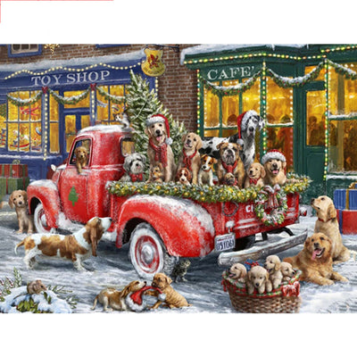 Cuadro Mosaico Navideño Perro - Pintura de Diamantes Artesanal - Image 11