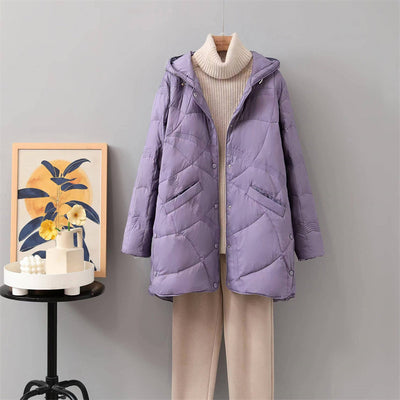 Chaqueta de Plumas Blanca Abotonada para Mujer - Abrigo Cálido de Pato - Image 8