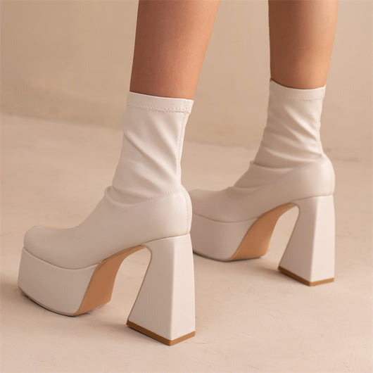 Botas Mujer Punta Cuadrada con Suela Gruesa y Tacón Reforzado - Image 12